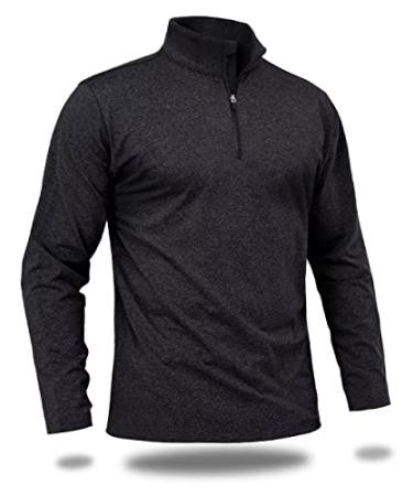 Boladeci Men's Quarter Zip Pullover Premium Fleece Lined Long Sleeve Lightweight Mock Neck Comfort Golf Running Sweatshirts Black Large