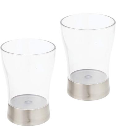 MDesign Set of 2 Decorative Toothbrush Cups BPA-Free Rustproof Bathroom Holder for Razors & Cosmetics in Transparent/Matt Silver - Buy Online on GoSupps.com