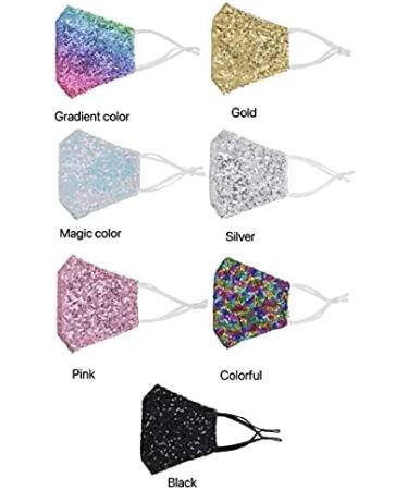 Bling Sequin Fashion Face Mask with 2 Filters | Reusable Sparkly Glitter Mask for Women | Adjustable Ear Loops | Gold - Buy Online on GoSupps.com