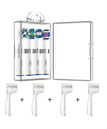 4 Packs Hygienic Protective Cover + 1 Electric Toothbrush Heads Storage Case for Oral B Toothbrush Heads