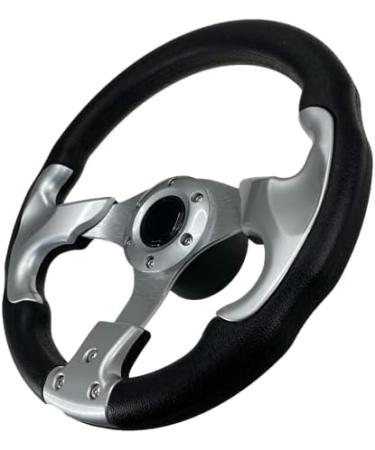 Pactrade Marine Non-Magnetic Boat Steering Wheel - Aluminum Frame, PU Sleeves, 3 Spokes, 12-1/2 Diameter, 3/4 Tapered Bore - Silver/Silver - Buy Online on GoSupps.com