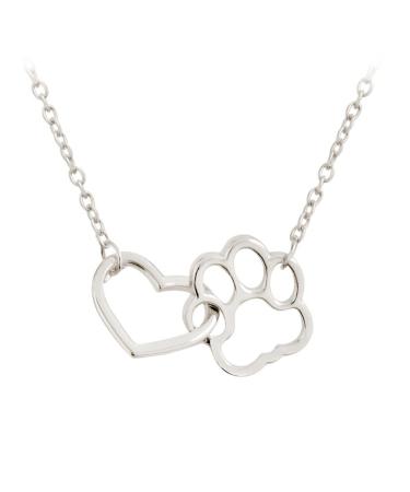 ShiQiao Spl Paw Print Necklace for Women Love Heart Necklace Dog Pet Memorial Gifts for Daughter Best Friend Birthday Christmas Gifts Silver Gold Necklace
