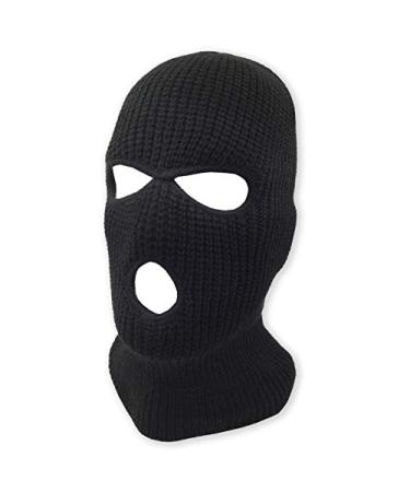 3 Hole Knitted Full Face Ski Mask Winter Balaclava Face Cover for Outdoor Sports Black
