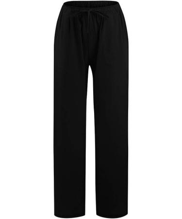 Buy Ronony Women's Cotton-Linen Beach Pants - High Waist Loose Fit Yoga & Jogging Trousers - Stylish Black Wide Leg Sports Pants for Training - Buy Online on GoSupps.com