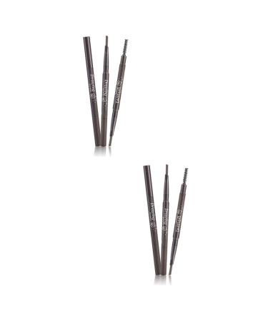 Balacoo 2pcs 2 1 Eyebrow Pencil Black Eyebrow Brush Eyebrow Pencil Brush Written Five Colors To Rotate 1 count (Pack of 1) As Shownx2pcs