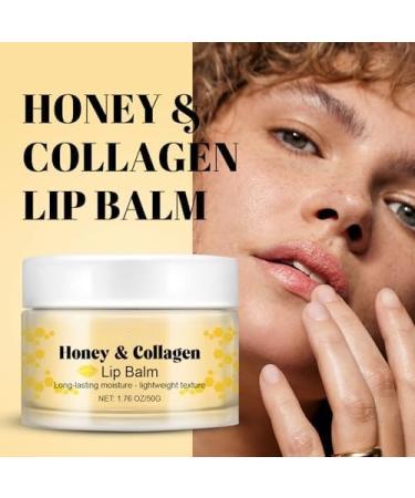 Honey & Collagen Lip Balm 50g Moisturizing Lip Plumper Lip Care for Smooth Lips Long-Lasting Alcohol-Free Smooth Texture Non-Greasy with Collagen for Hydration Gifts for Women - Buy Online on GoSupps.com