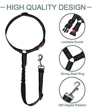SoftcuteLee Dog Car Seat Belt Headrest Adjustable Dog Car Restraints Leads Pet Seat Belt Dog Safety Seat Belt Strong Leash Leads for any Cars Vehicle Travel Accessories for Pets Cats Dogs - Black - Buy Online on GoSupps.com