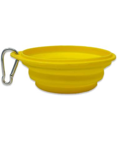 Silicone Dog Bowl with Carabiner - 250ml Portable Food & Water Bowl for Dogs & Cats - Yellow - Buy Online on GoSupps.com