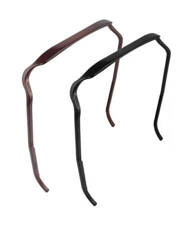 2PCS Square Headbands Curly Thick Hair Large Headband Like Sunglasses Plastic Hair Hoop Hairband Sunglasses Headband Invisible Hair Hoop Hairstyle Fixing Tool Black+Brown