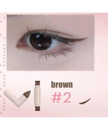  Mciluyaiio Integrated rotating eyeliner stamp pen dual liquid head precision eyeliner stamp easy one-stroke application water and smudge resistant (brown) - Buy Online on GoSupps.com