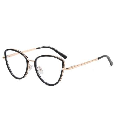 Parwana Oversized Cat Eyes Reading Glasses Women Anti Blue Light Computer Reader Anti Glare Flat Light Mirror Presbyopic Glasses +350 Black