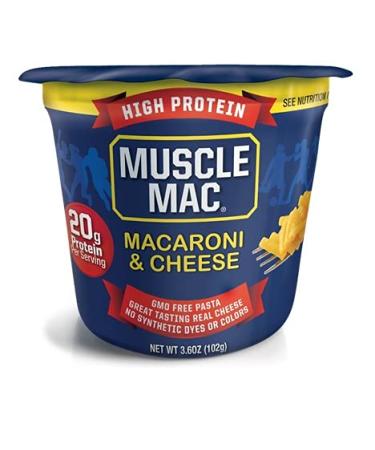 Muscle Mac | Macaroni and Cheese Microwavable Mega Cups, 20 Grams Of Protein Per Serving, Real Cheese, Non-GMO, (12 Cups) - Buy Online on GoSupps.com