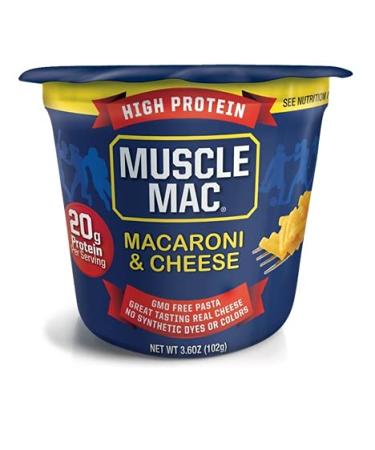 Muscle Mac | Macaroni and Cheese Microwavable Mega Cups, 20 Grams Of Protein Per Serving, Real Cheese, Non-GMO, (12 Cups)