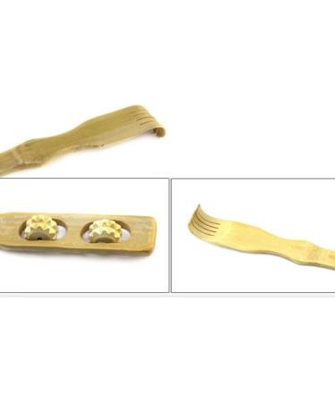 MagiDeal 4x 2x Multifunction 2 in 1 Wooden Massager - Long Handle Back Scratcher for Neck and Belly Relief | International Shipping Available - Buy Online on GoSupps.com