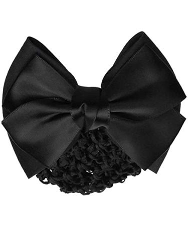Women Hair Clip Hair Bun Cover Barrettes Net Snood Hairnet LaceBow-Knot Decor Hair Clip Hairnet (Black)