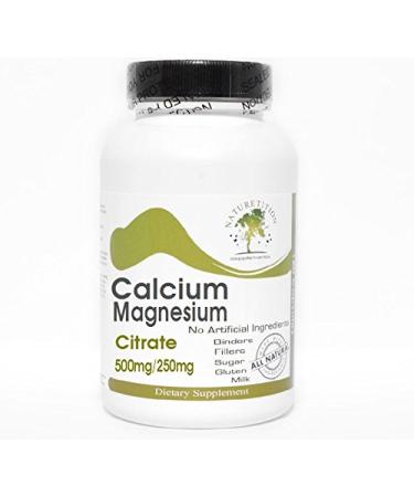 Calcium 500mg and Magnesium Citrate 250mg 200 Capsules - No Additives Naturetition Supplements