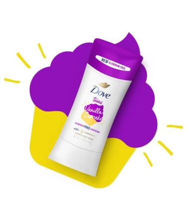 Dove Teens Deodorant Stick Vanilla Cupcake 4 Count Deodorant stick for teens 48-hour protection without aluminum 2.6 oz - Buy Online on GoSupps.com