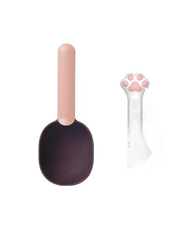 Lanyihome Multifuctional 2 in 1 Small Silicone Pet Food Can Spoon Mini Spatula + Plastic Pet Cat Food Scoop with Bag Sealing Clip Handle for Dogs and Cats Birds white + pink - Buy Online on GoSupps.com