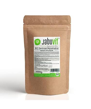 Jabuvit-Bio Dextrose Monohydrate highly bio-available monohydrate organic certified dextrose highest purity environmentally friendly power pap Packaging made in Germany (3 kg) 3 kg (1 Pack)
