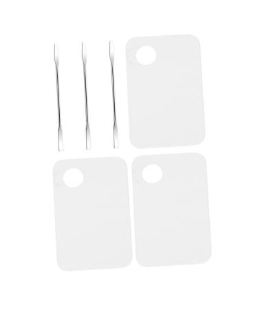 Ipetboom 3 ensembles Set de Palettes de Maquillage Transparentes Acrylique avec Spatules Accessoires Manucure pour M lange et Application de Couleurs Outils Professionnels pour Salon de