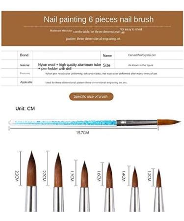 Desikixudy Brushes Crystal Nail Crystal Carving Pen Blue Transparent Crystal Pen with Diamonds 6 Sets Foil Nail Art - Buy Online on GoSupps.com