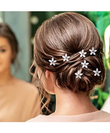 Rhinestone Flower Hair Clips (Pack of 5) - Bridal Wedding Barrettes in White - Crystal Decorative Hair Accessories for Women and Girls - Buy Online on GoSupps.com