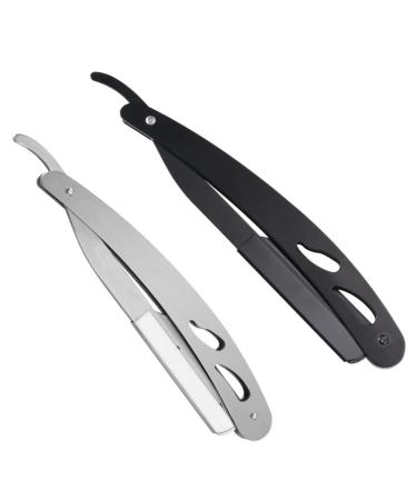 Beaupretty 2st vintage razor holder scissors for trimming the eyebrows white razor professional cutting scissors hairdresser razor rustproof steel old fashion razor man