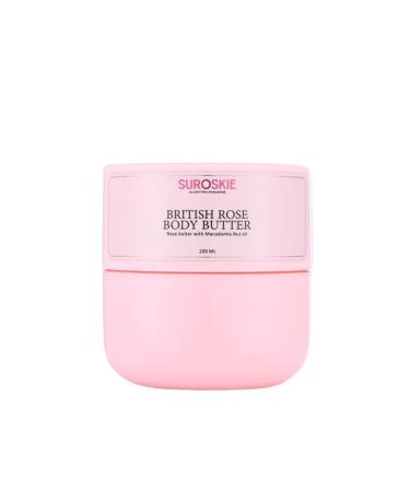 Suroskie British Rose Body Butter 200Ml | For Deep Hydration & Nourish Skin | Upto 96 Hrs | With Vitamin E Macadamia Nut & Coconut Oil | Uv Ray Protection | Dry Skin | Body Butter For Women & Men