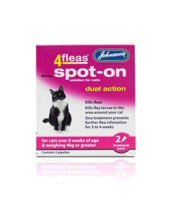 Johnson's Cat Kitten 4 fleas Dual Action Spot-on Solution Kills Fleas Dead (over 8 wks over 4kg)
