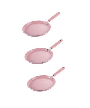Milisten 3 Pcs Maifan Stone Pan Halberd Pot Metal Frying Kitchen Cookware Egg Omelet Pan Mini Stove Handle Frying Pan Skillet Mini Pancake Griddle Non Ceramics Aluminum Alloy with Cover 35X18.5CMx3pcs Pinkx3pcs
