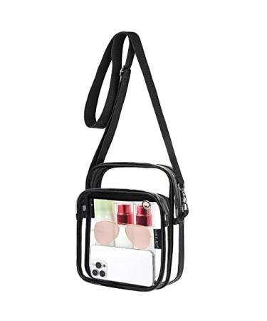 HWKJMY Clear Crossbody Purse Bag, Clear Bag Stadium Approved for Concerts, Festivals, Sports Events Black