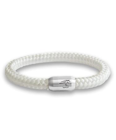 The original equestrian sport horse sport horses jockey club sailtaw bracelet with horses engraving handmade high -quality magnetic closure diameter 8 mm women men unisex white 21.0 centimeters