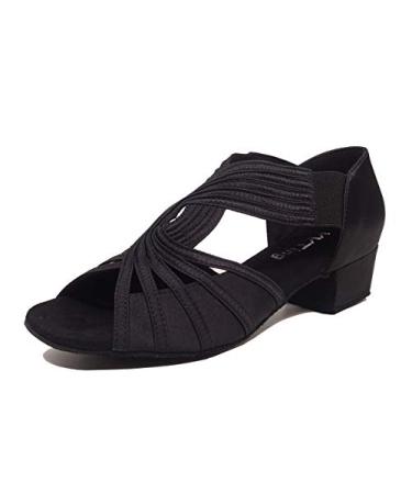 Low Heel Women Ballroom Dance Shoes Salsa Batchata Social Beginner Practice Wedding Dancing 1.5in Heels YT04 8 Black