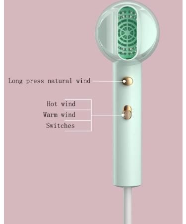 Professional Hairdryer 800W Powerful Hair Dryer Portable Travel Fast Drying Hair Lightweight Quiet Blow Dryer Hot/Cold Compact Hair Dryer Protect Hair for Home and Salon Men and Women Green small gift - Buy Online on GoSupps.com