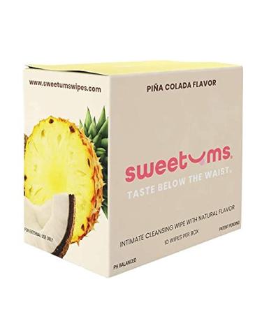 Sweetums Feminine Wipes For Women Individually Wrapped - pH Balanced Flavored Intimate Wipes - Pack of 10 (Pina Colada)