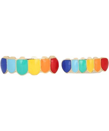 Verdant Touch Hip Hop Grillz Tooth Set - Shiny Multicolor Gold Halloween Accessories for Trendy Smile - Buy Online on GoSupps.com