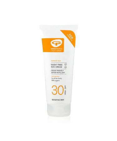 Green People Scent Free Sun Cream SPF30 100ml | Travel Size | Natural Organic Sunscreen | Eczema Friendly Sensitive Skin Prickly Heat | Non Comedogenic Non Greasy | Reef Safe Cruelty Free 100 ml (Pack of 1)