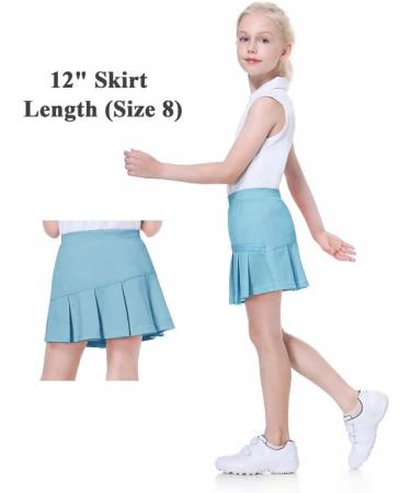 Girls Tennis Skirt - Athletic Golf Cheer Skort with Pockets, Pleated Elastic Design - Light Blue, Size 10 Years - Buy Online on GoSupps.com