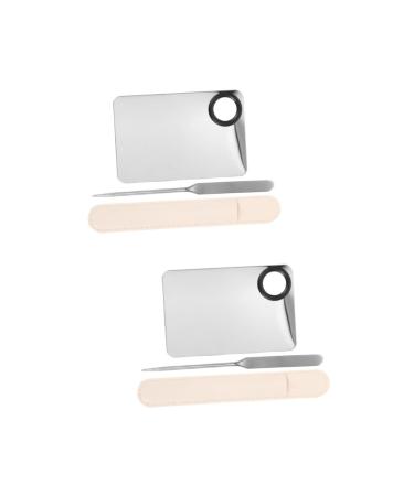 FRCOLOR 2 Sets Liquid Foundation Palette Makeup Tray for Foundation Makeup Mixing Palette Stainless Steel Cream Foundation Mixing Palette Beauty Tools Manicure Makeup Palette Pu