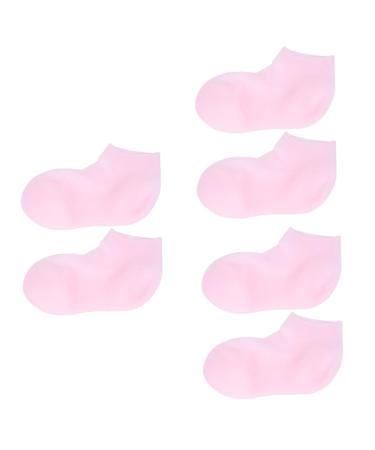 Healeved 3 Pairs Protective Socks Spa Moisture Socks Moisturizing Gel Socks Moisturizing Socks Exfoliating Cotton Socks for Moisturising Feet Treatment Pink Foot Sebs Women's Heel Socks