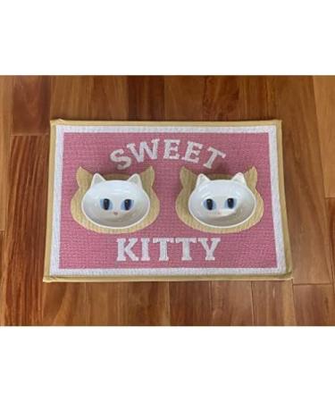 PetRageous Oval Frisky Kitty Stoneware Cat Bowl - 5.5 Wide, 1.5 Tall, 5.3oz Capacity, Dishwasher Safe - White - Buy Online on GoSupps.com