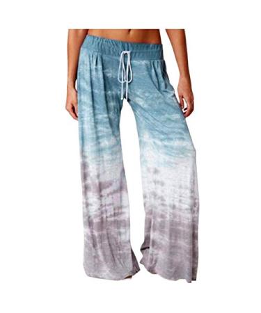 Womens Wide Leg Sweatpants Leggings Gradient Tie-dye Printed Elastic Slim Waist Loose Lounge Sport Trousers