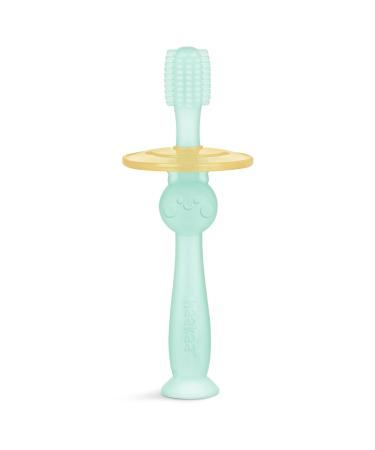 haakaa Baby Toothbrush Baby - 360 Food Grade Silicone Toothbrush for Baby 6M Toothbrush with Shield & Base Design 1pc (Blue)
