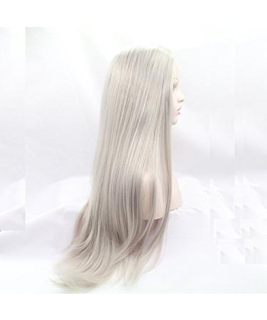 Xiweiya Long Hair Silver Platinum Blonde Lace Front Wig Synthetic Ash Blonde Lace Front Wig for Natural Look - Buy Online on GoSupps.com