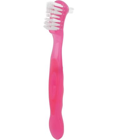 Denture Toothbrush - Double Sided Soft Bristles for Gentle Plaque and Dirt Removal - Ergonomic and Portable Design - Pink - Buy Online on GoSupps.com