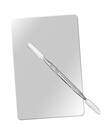 Palette de Maquillage Professionnelle Inox avec Spatule Plateau M langeur L ger pour Fond de Teint et Fards Paupi res Outil pour Nail Art et Esth ticiennes