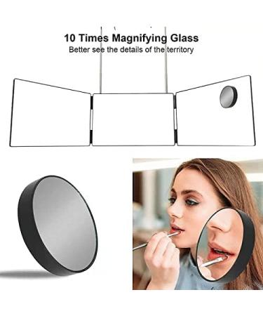 3 Way Mirror with LED Lights & 10X Magnifying Mirror Bundle - Perfect for Self Hair Cutting & Grooming | Great for Self Barbering & Make-up - Buy Online on GoSupps.com