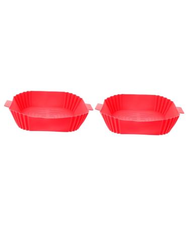Alipis 2pcs Air Fryer Pan Airfryer Air Fryers Square Round Tray Baking Silicone Bowl Washable Accessories Redx2pcs 24X19.5X5CMx2pcs