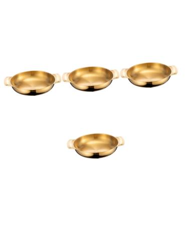 BESTonZON 4pcs Stainless Steel Seafood Pot Casserole Pot Soup Pan Japanese Omelette Pan Korean Noodle Pot Stainless Steel Pots Fish Steamer Carbon Steel Pan Nonstick Milk Round Bottom Plate Goldenx4pcs 23.5X18X3.6CMx4pcs