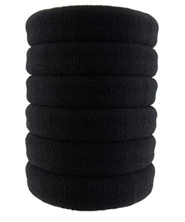 Styla Hair 6 Pack Black Elastic Bands for Thick Curly Wavy Hair - No Crease Seamless Design Ponytail Holders for Women & Men - Ideal for High Impact Sports - All Day Comfort - Buy Online on GoSupps.com
